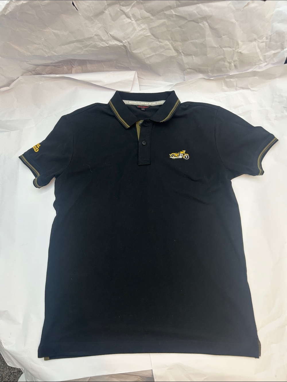 Royal Enfield Motorcycles - Black Polo Shirt with Yellow Trim